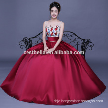 Wine Red Ball Gown Sweetheart Beaded Flower Appliqued Quinceanera Dresses Gowns